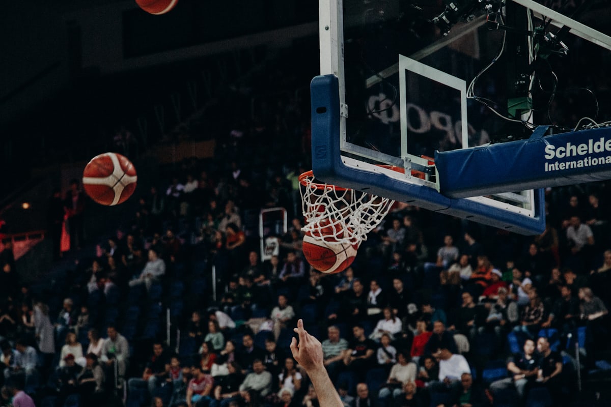 Crowd watching a basketball game from the stands